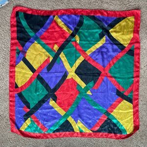 Bold Abstract Geometric Square Scarf Jacquard Texture Multicolor 34”